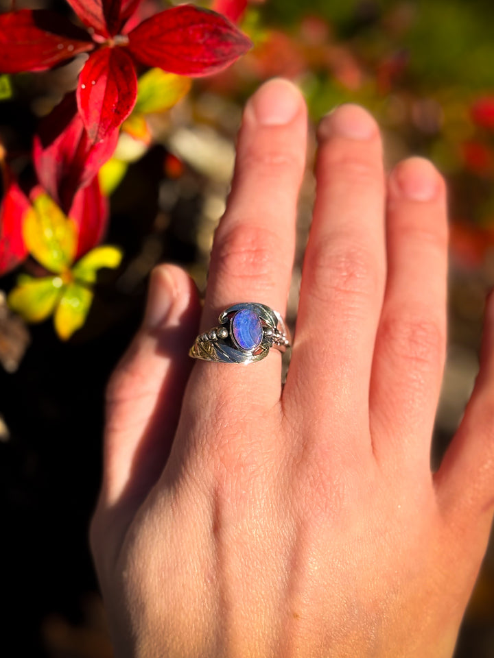 Australian Boulder Opal Ring ~ Abyss
