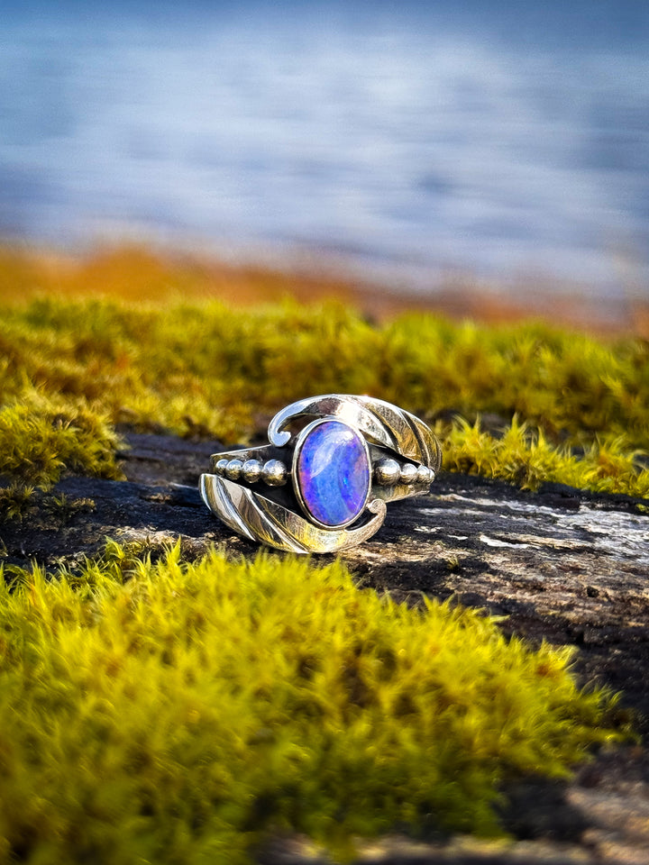 Australian Boulder Opal Ring ~ Abyss