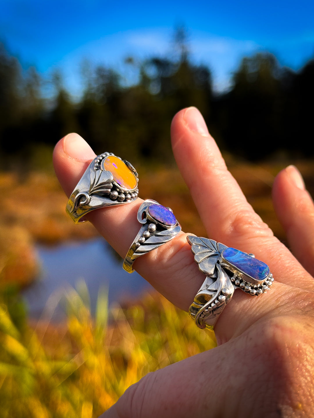 Australian Boulder Opal Ring ~ Abyss
