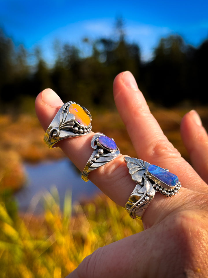 Australian Boulder Opal Ring ~ Abyss