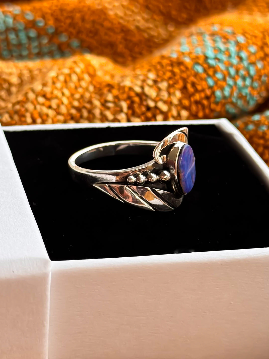 Australian Boulder Opal Ring ~ Abyss