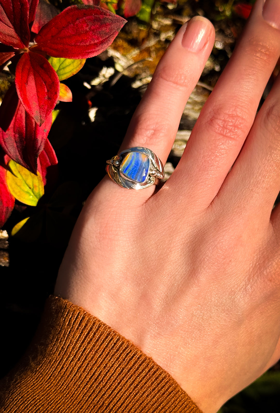 Australian Boulder Opal Ring ~ WildFire