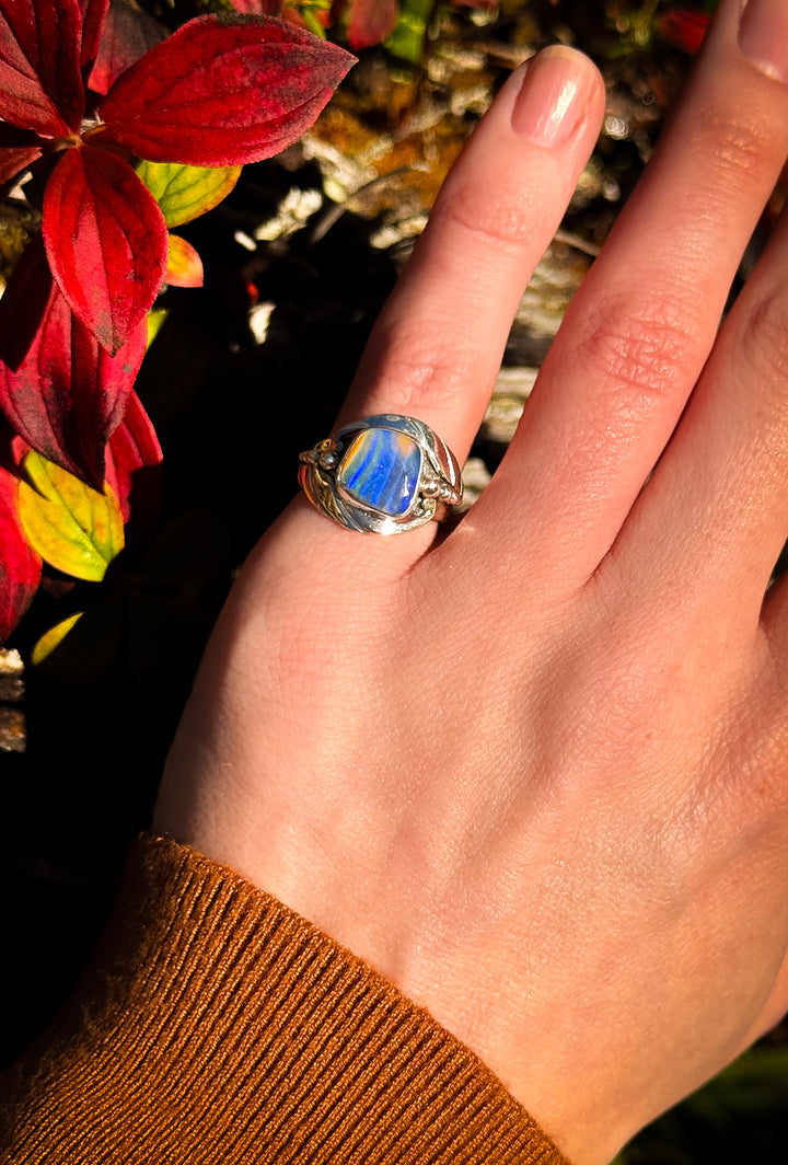 Australian Boulder Opal Ring ~ WildFire