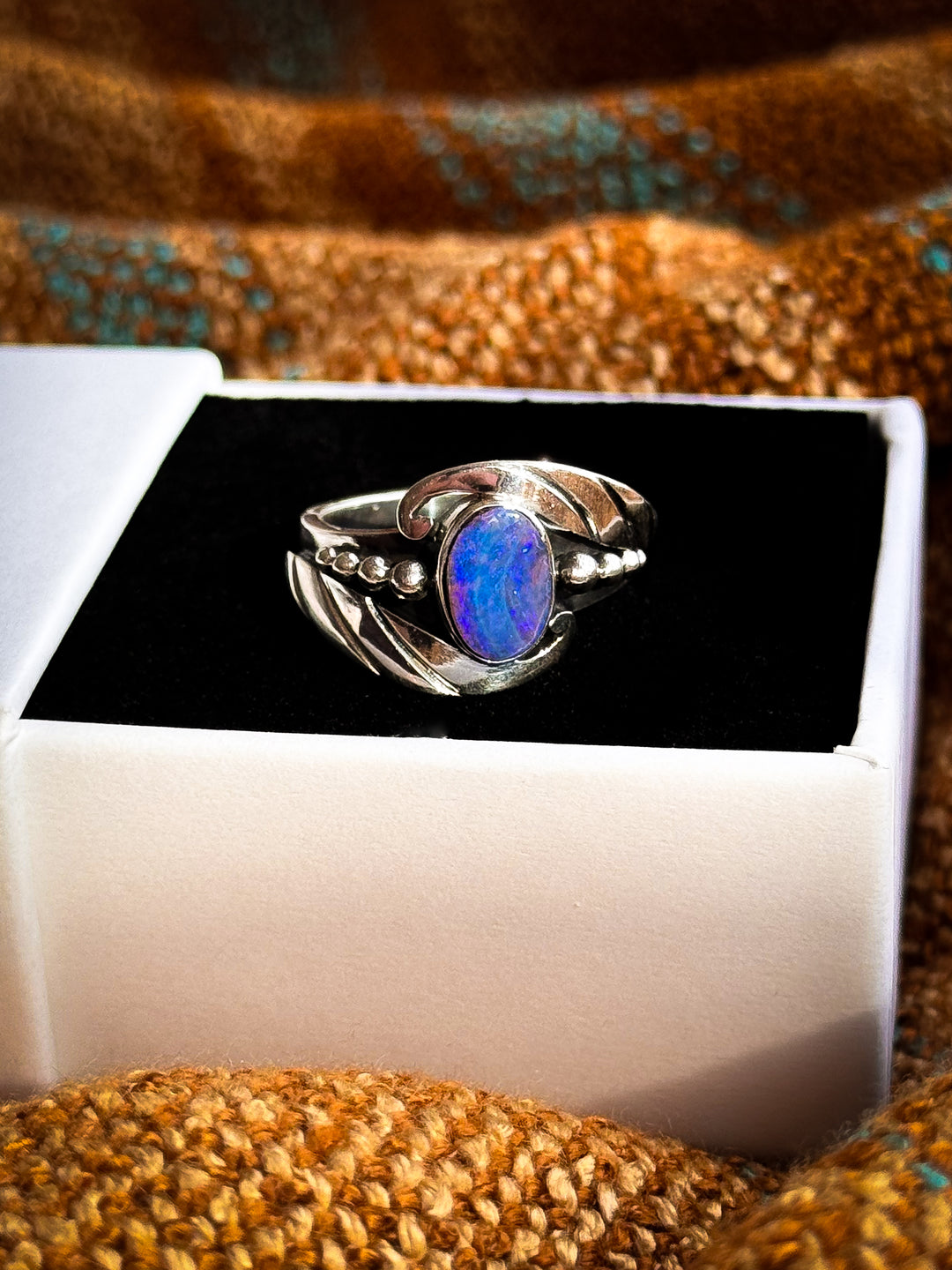 Australian Boulder Opal Ring ~ Abyss