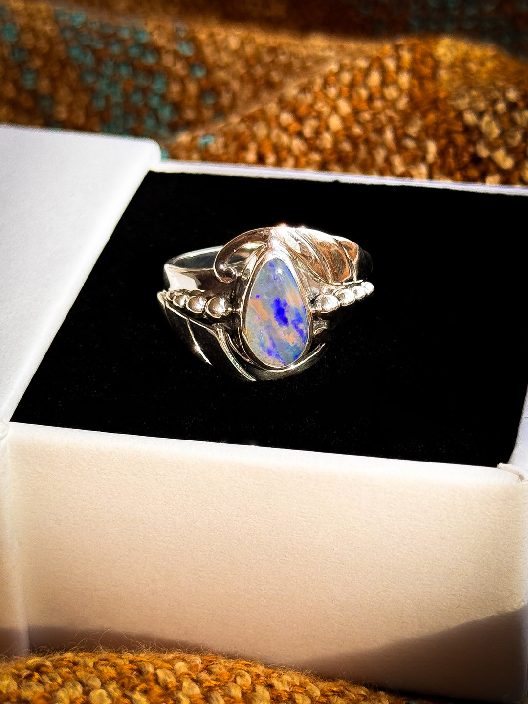 Australian Boulder Opal Ring ~ Ember