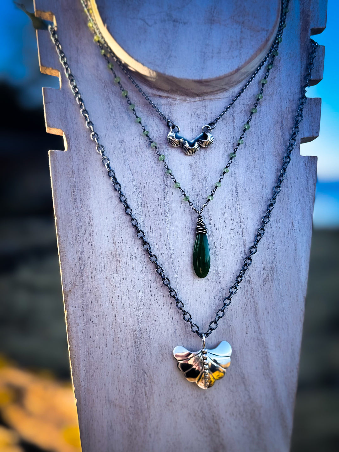 Trinity, Dew Drop Luminary, and Willow Wisp Necklace Trio