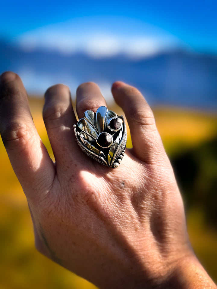 Twin Stars Garnet Memorial Ring