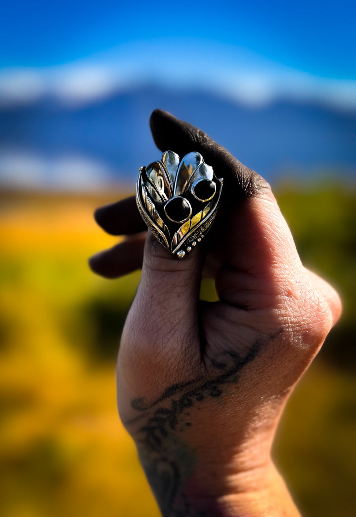 Twin Stars Garnet Memorial Ring