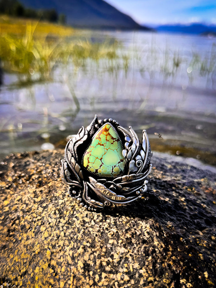 High Grade Iron Maiden Turquoise Botanical Cuff
