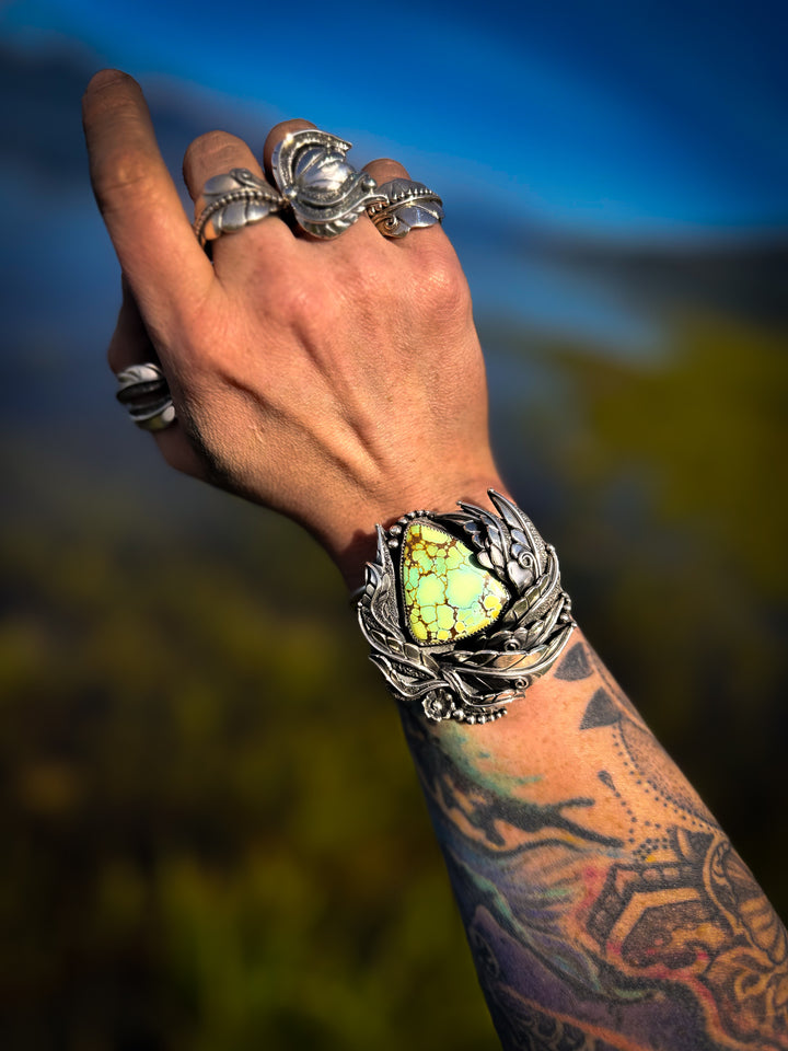 High Grade Iron Maiden Turquoise Botanical Cuff