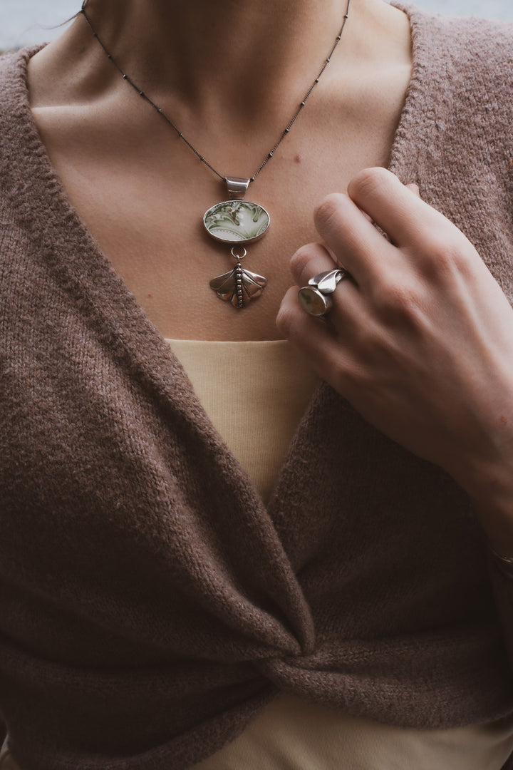 Vintage Ceramic Pendant - Flora