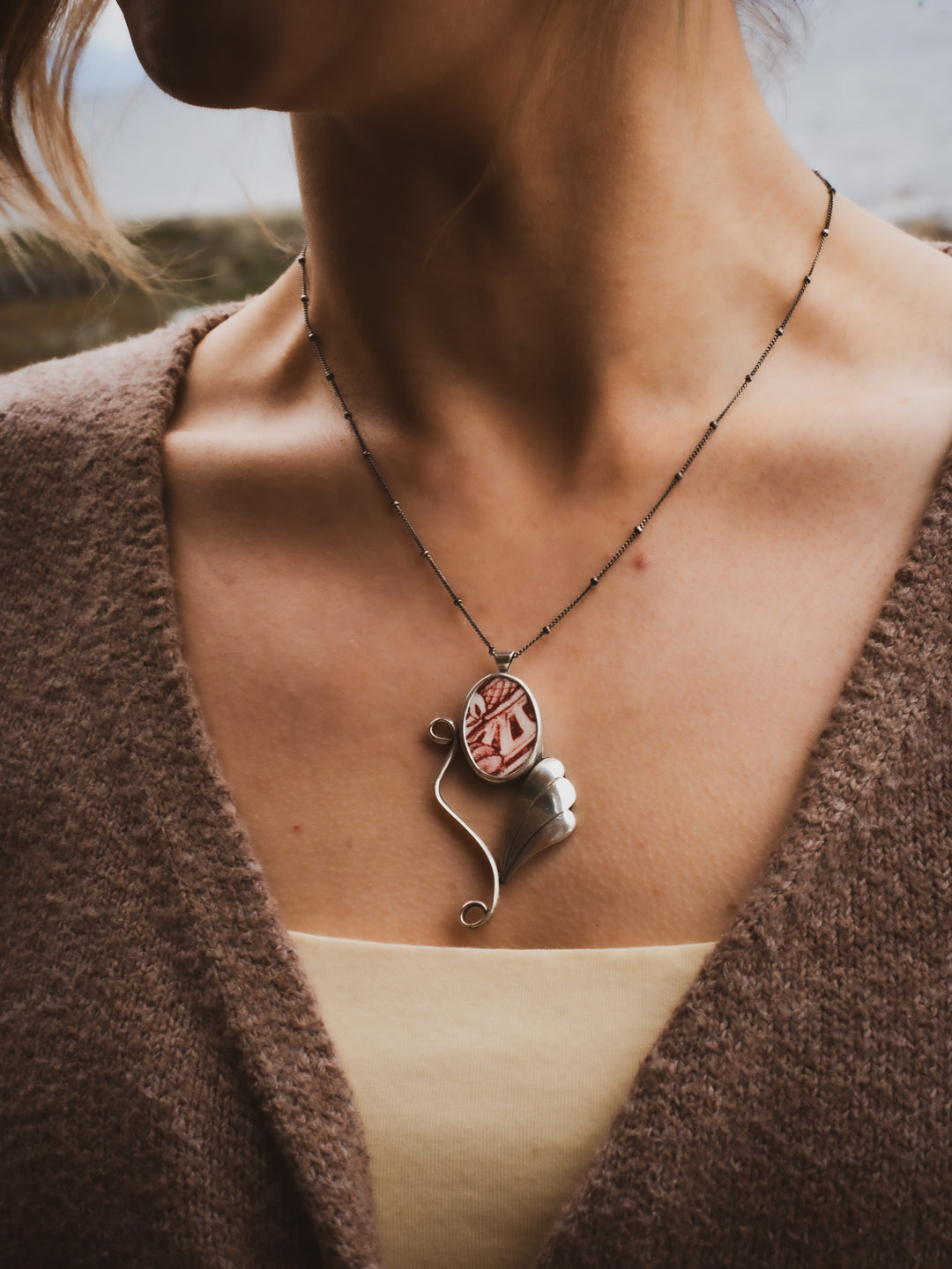 Vintage Ceramic Pendant - Gwendolyn