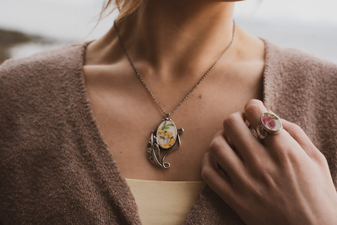 Vintage Ceramic Pendant - Harriet