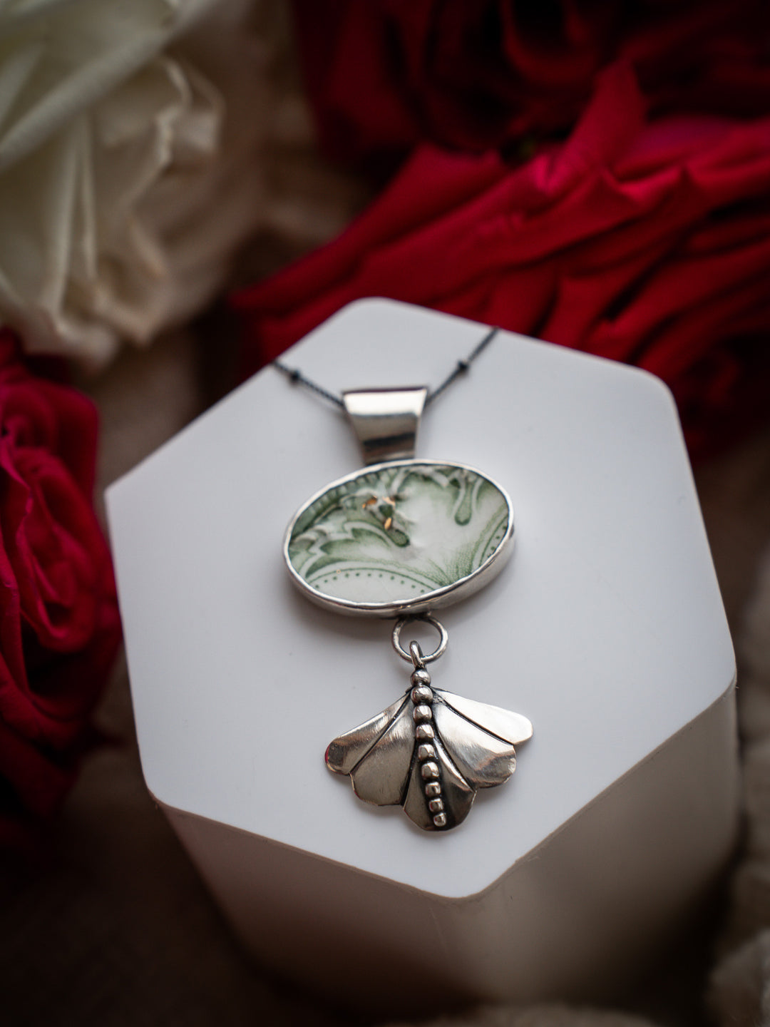 Vintage Ceramic Pendant - Flora