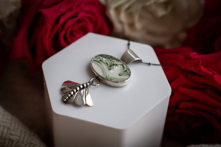 Vintage Ceramic Pendant - Flora