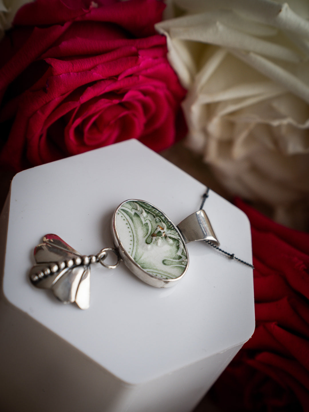 Vintage Ceramic Pendant - Flora