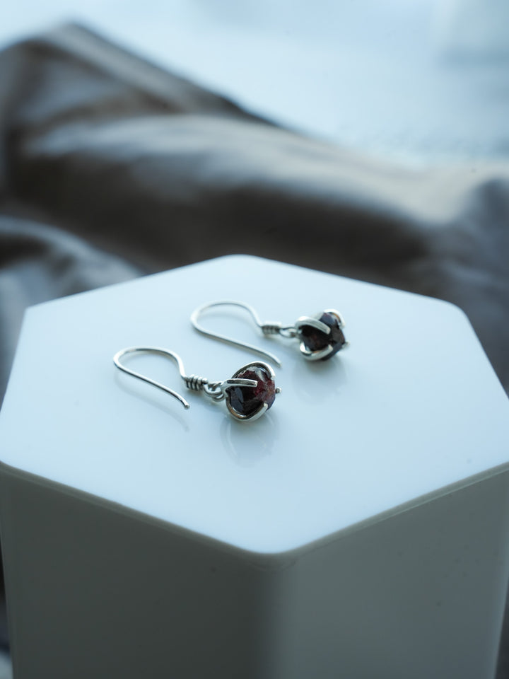 Alaskan Raw Garnet Drop Earrings