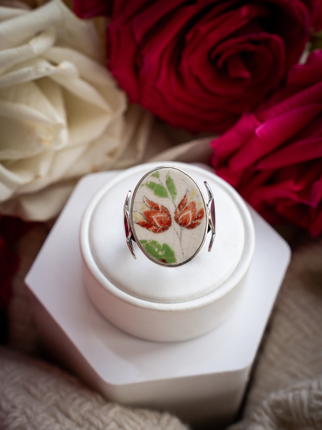 Vintage Ceramic Ring - Pearl