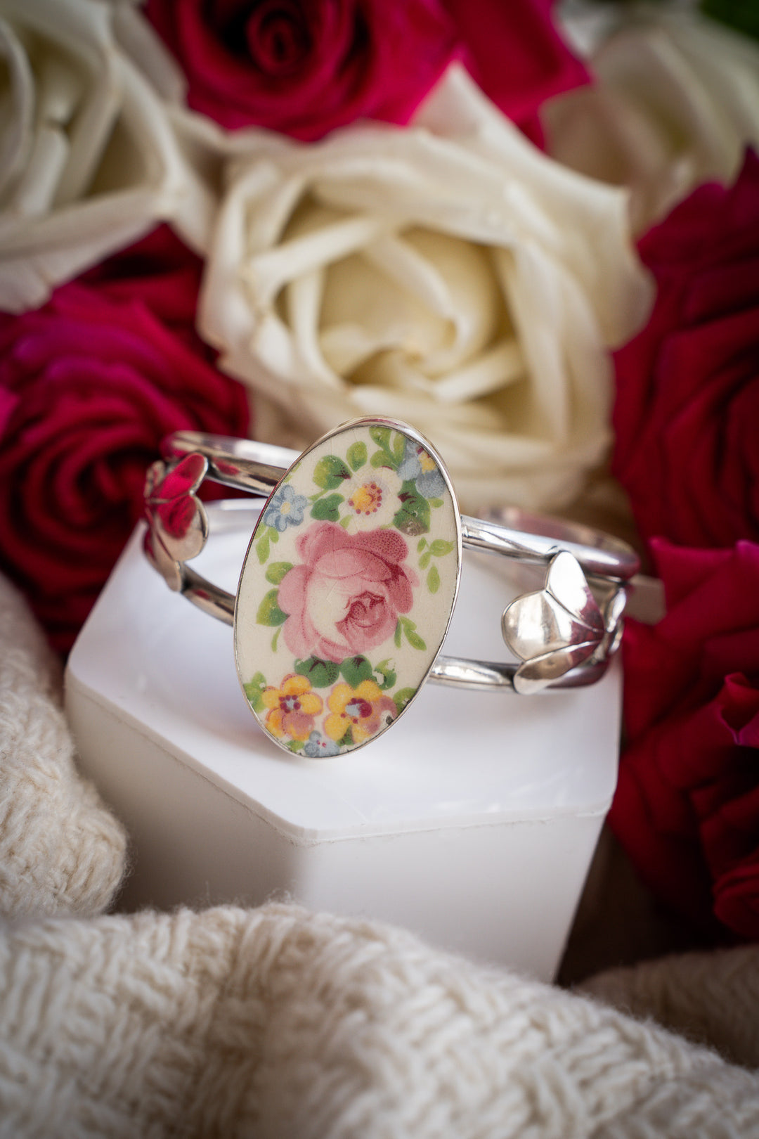 Vintage Ceramic Cuff-Rosalind
