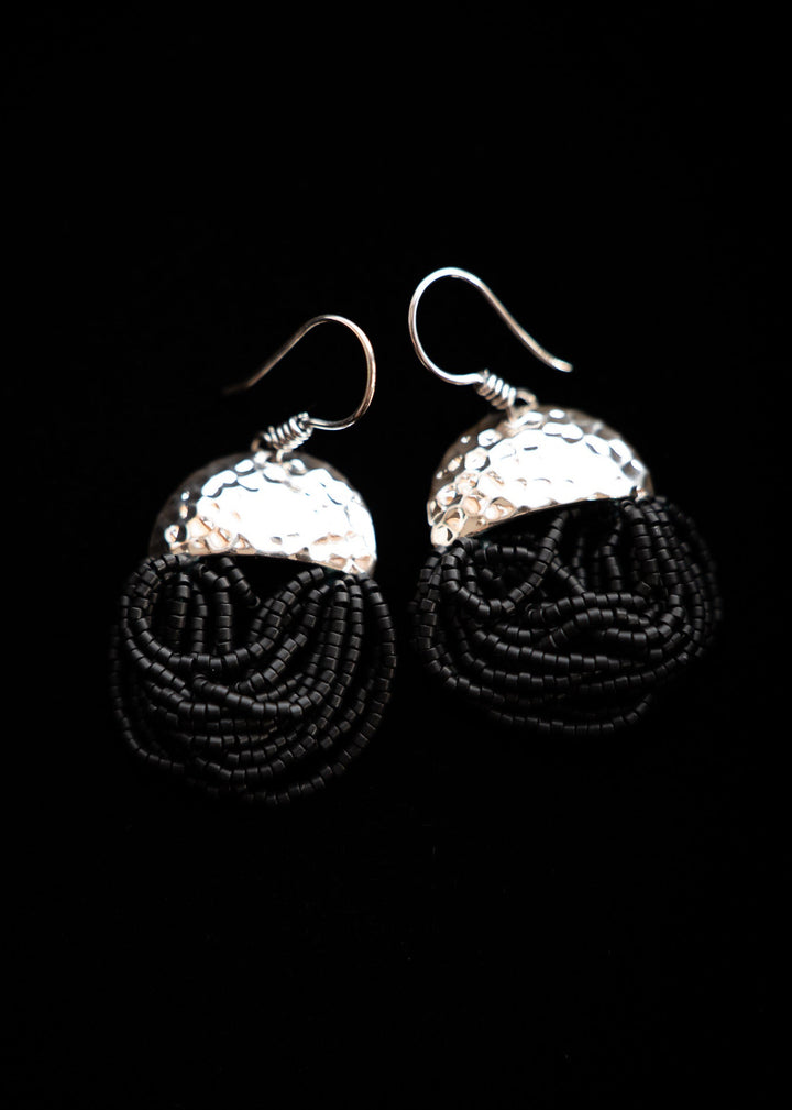 Midnight Tide - Black Beaded Earrings