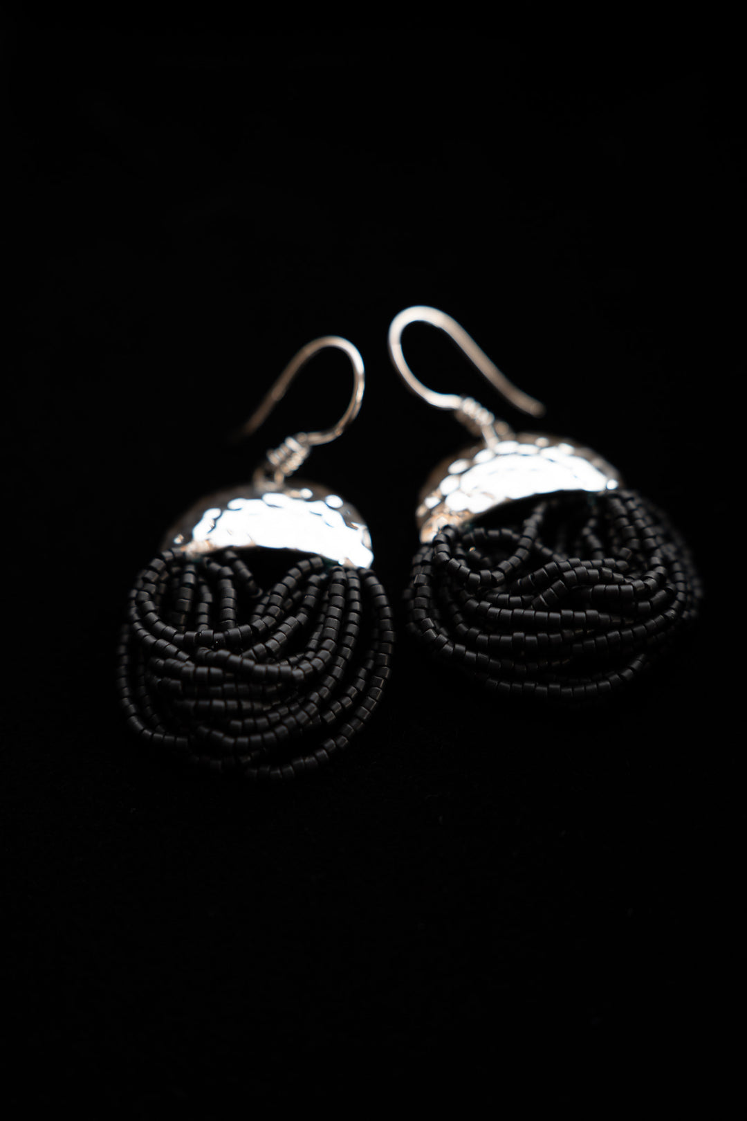 Midnight Tide - Black Beaded Earrings