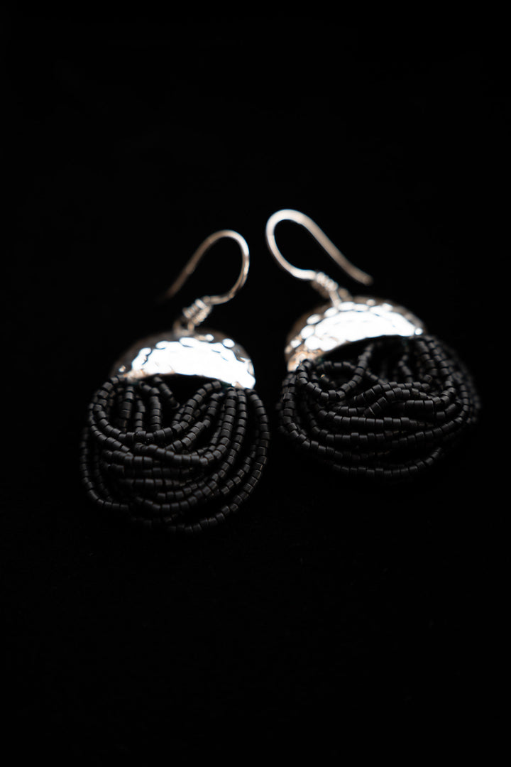 Midnight Tide - Black Beaded Earrings