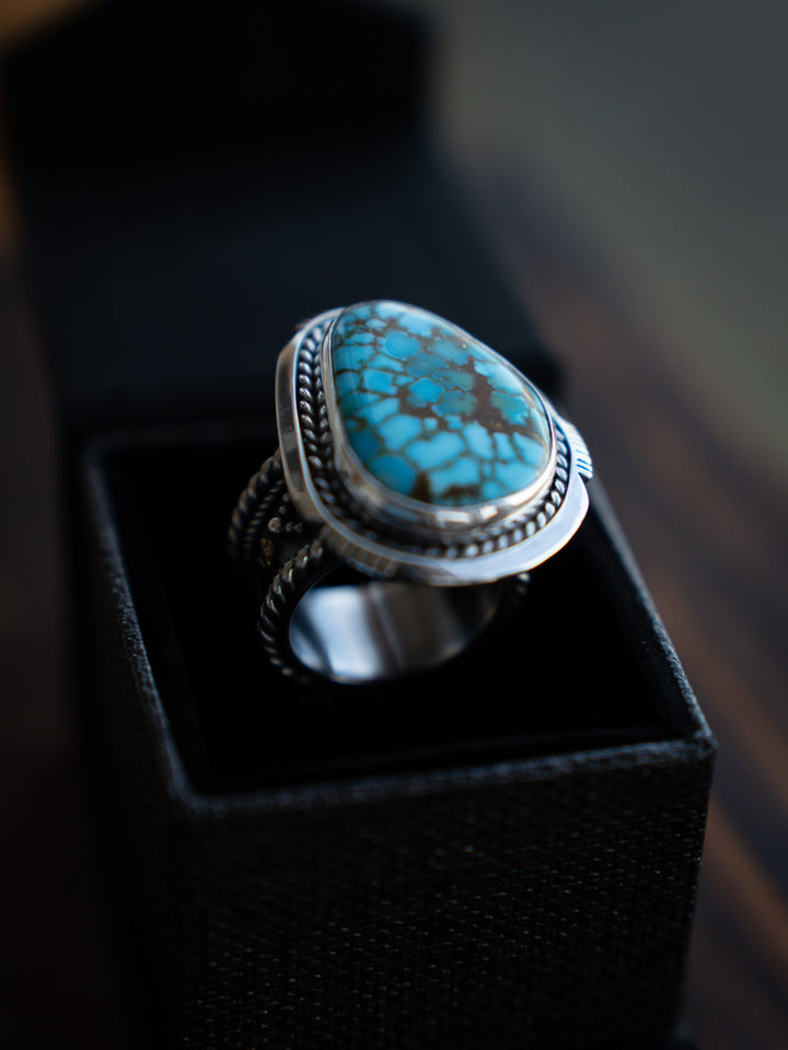 Saw-Cut Kingman Turquoise Ring -Stronghold