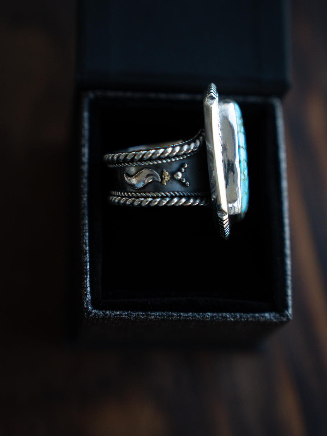 Saw-Cut Kingman Turquoise Ring -Stronghold