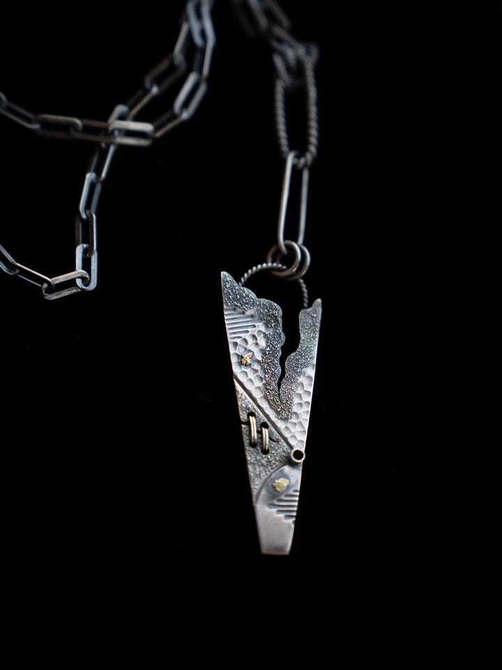 Summit Gold Nugget Silver Weaved Pendant