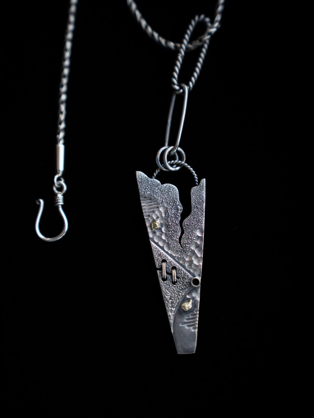 Summit Gold Nugget Silver Weaved Pendant