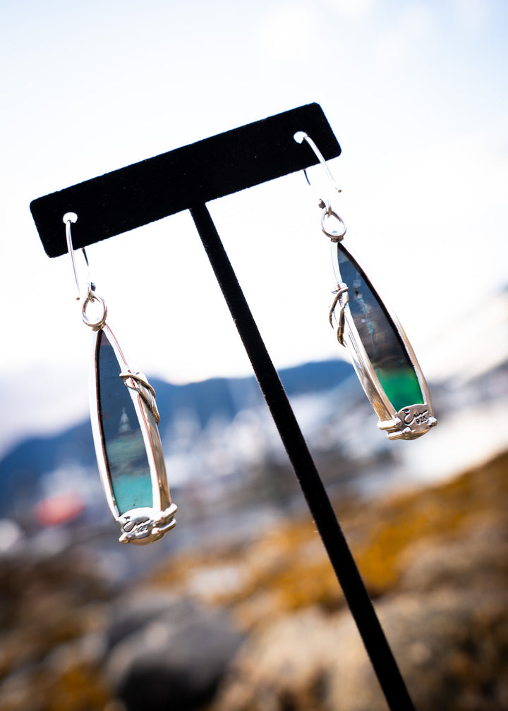 Opalwood Blade Earrings with Silver Leaf