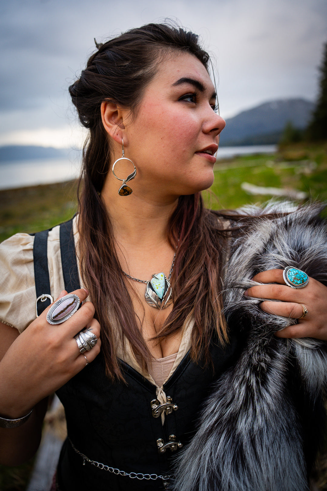 Number 8 Turquoise Hoops - Last Light