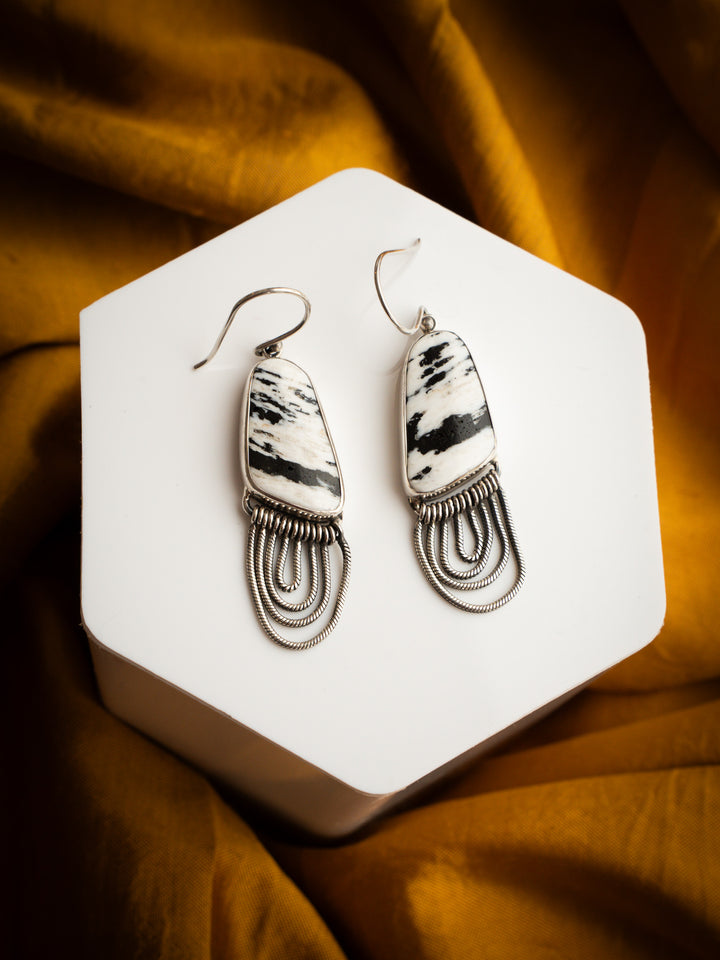 White Buffalo Sterling Silver Fringe Earrings