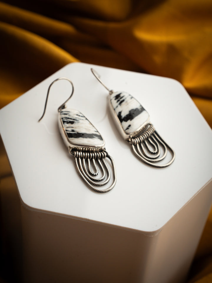 White Buffalo Sterling Silver Fringe Earrings