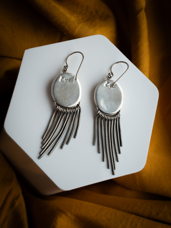 White Buffalo Sterling Silver Fringe Earrings