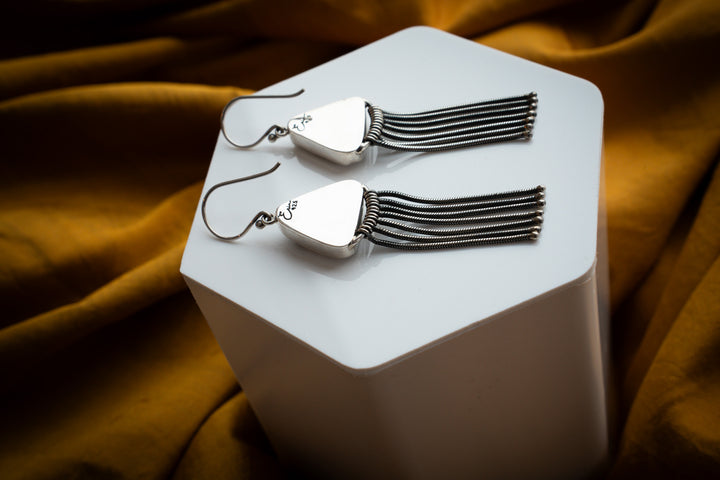 White Buffalo Sterling Silver Fringe Earrings