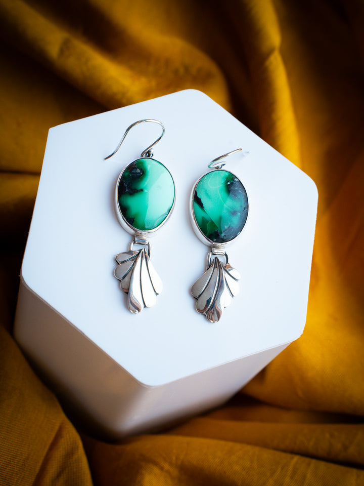 Emerald Rose Variscite Earrings