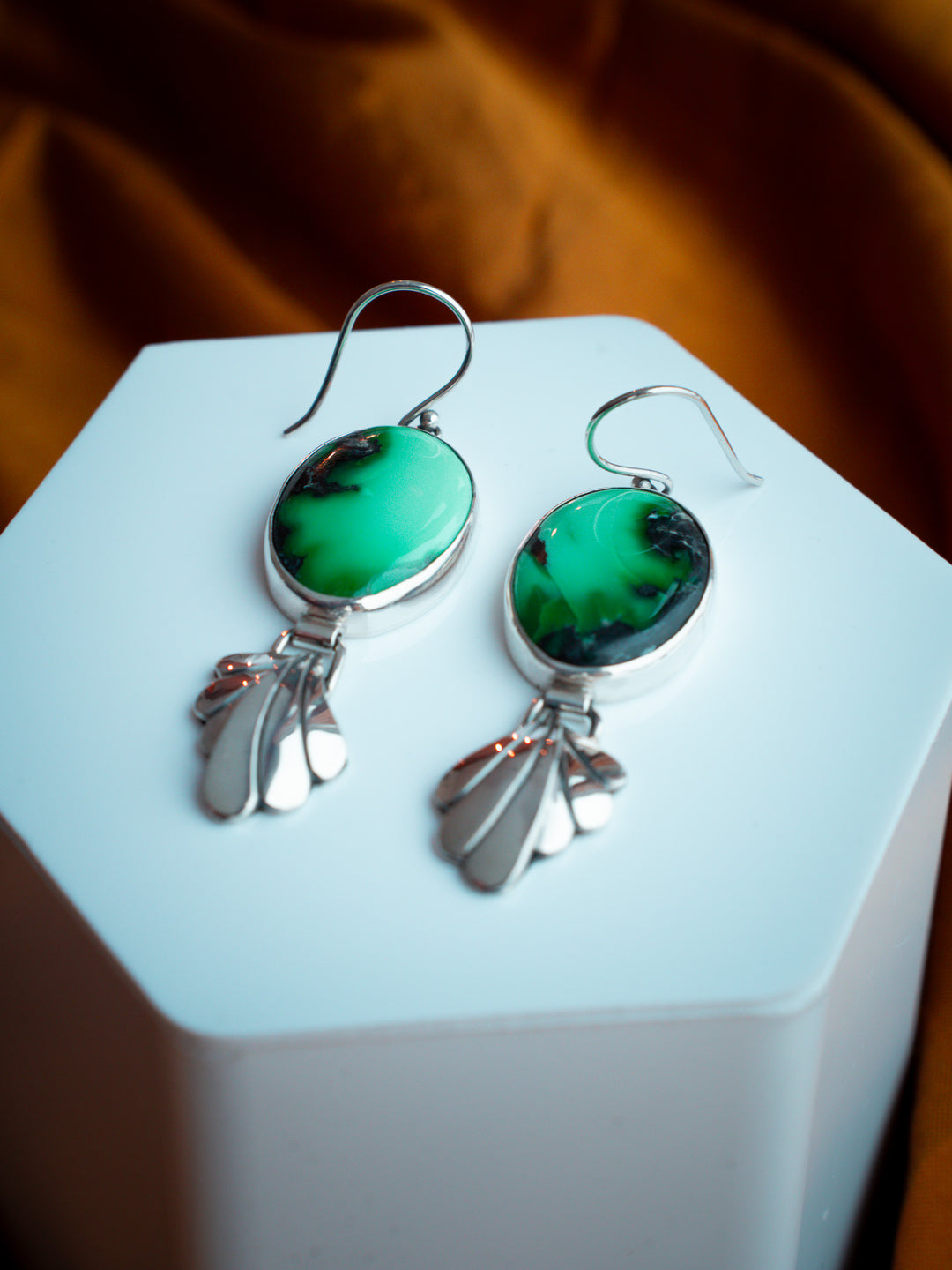 Emerald Rose Variscite Earrings