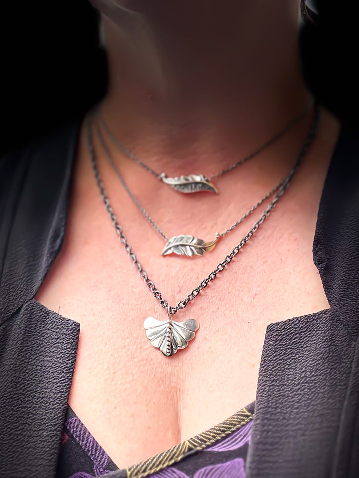 Two Berry Leaf and Willow Wisp Necklace Set