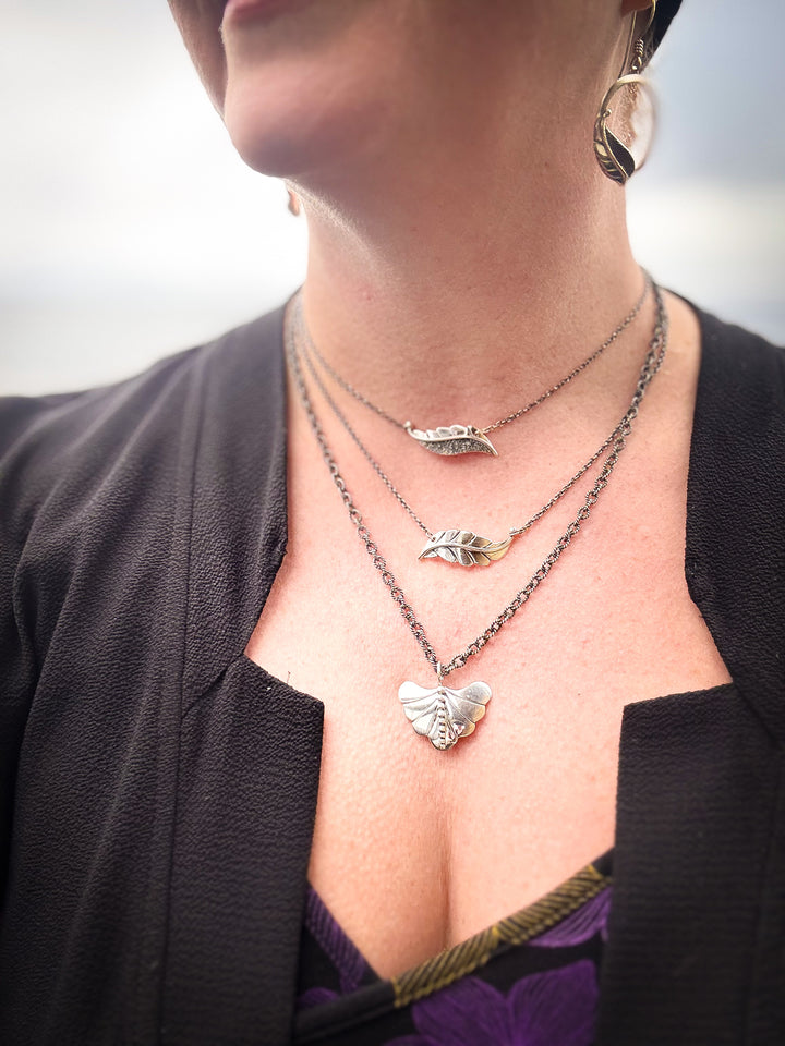 Two Berry Leaf and Willow Wisp Necklace Set