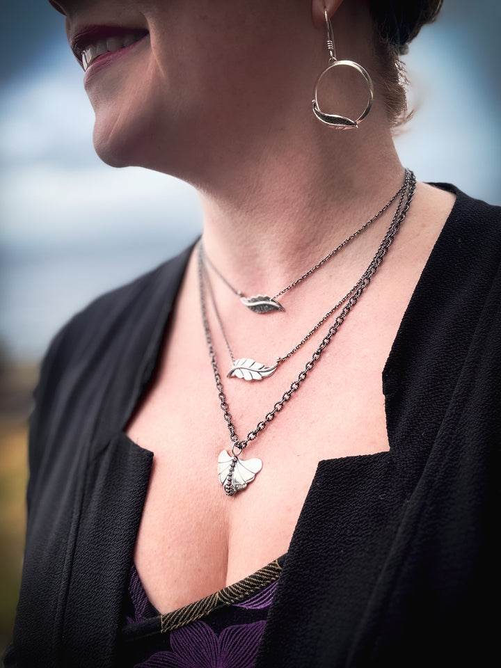 Two Berry Leaf and Willow Wisp Necklace Set