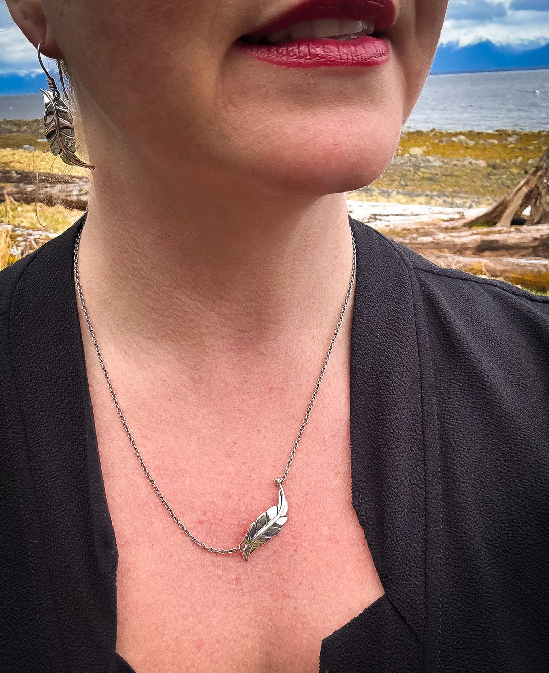 Berry Leaf Necklace and Earrings Set