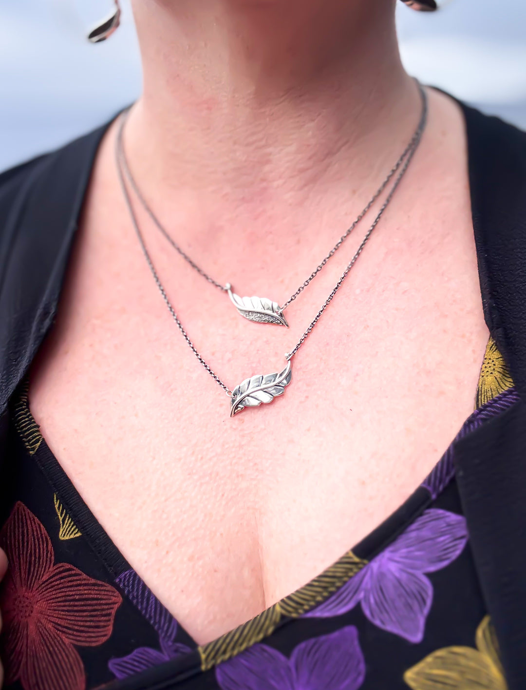 Two Berry Leaf Necklaces