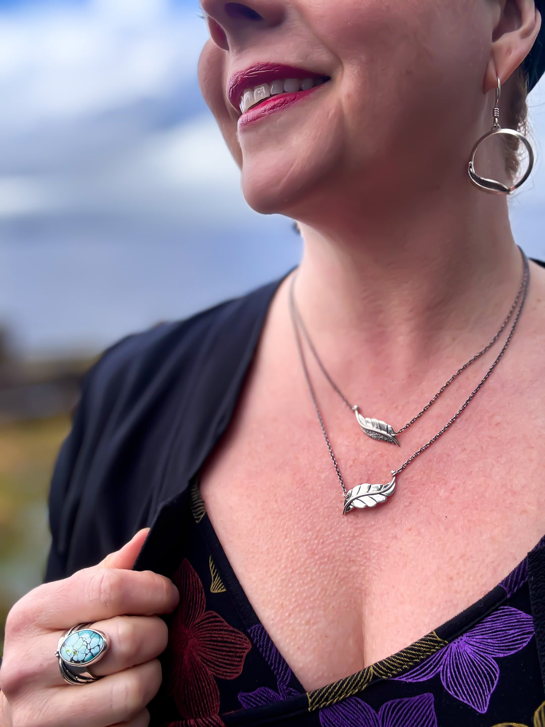 Two Berry Leaf Necklaces