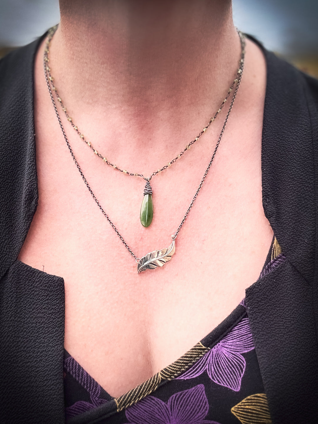 Luminary & Leaf Necklace Set