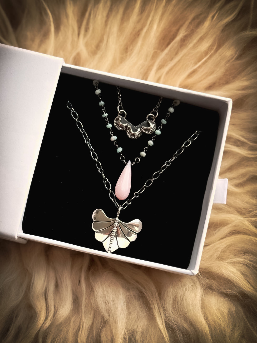 Trinity, Dew Drop Luminary, and Willow Wisp Necklace Trio