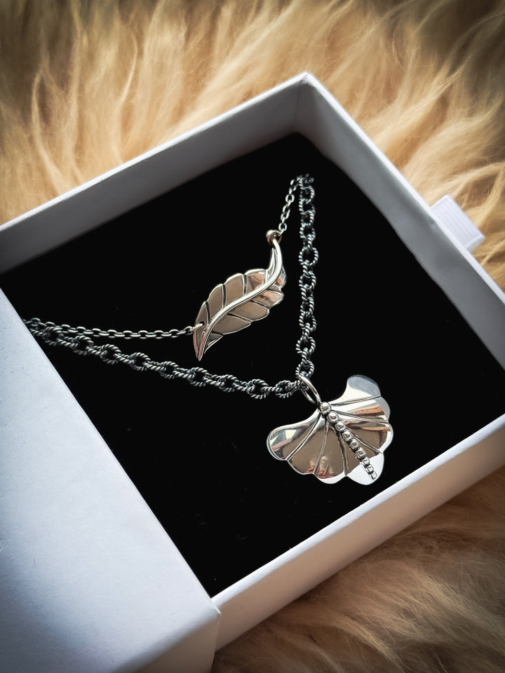 Berry Leaf and Willow Wisp necklace duo