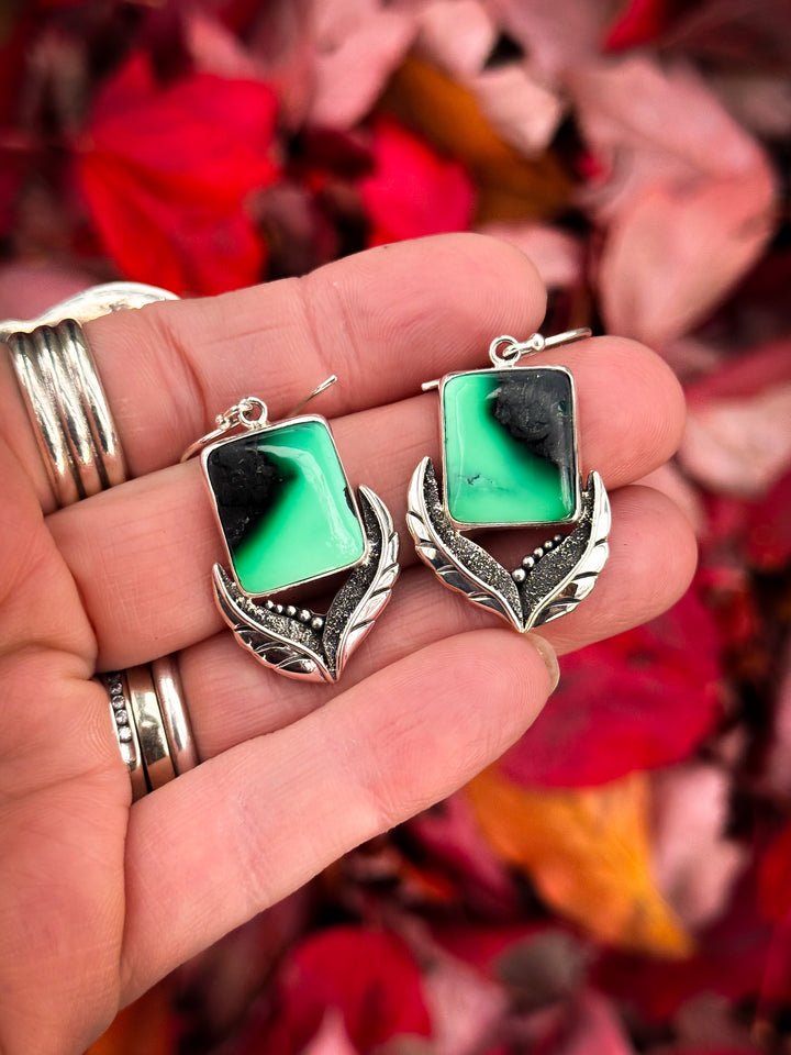 Emerald Rose Variscite Earrings