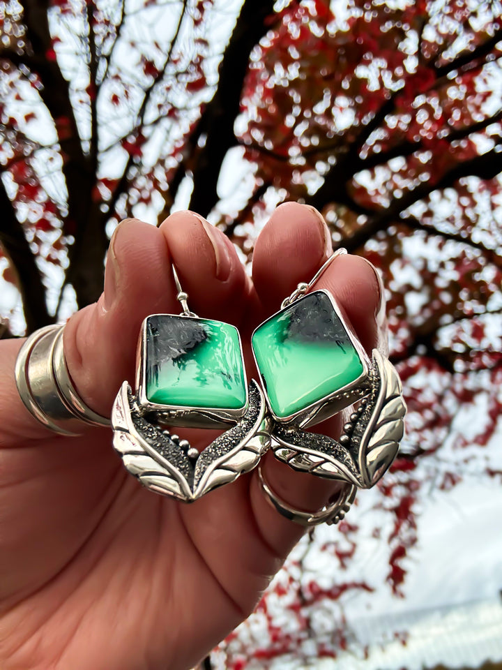 Emerald Rose Variscite Earrings