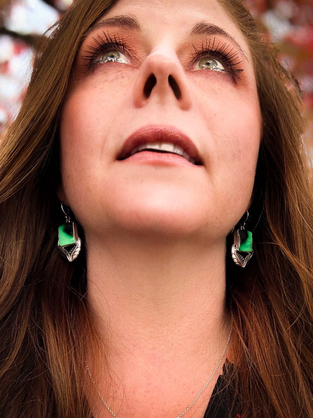 Emerald Rose Variscite Earrings